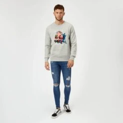 DC Comics Originals Batman And Robin Santa Claus Grey Christmas Sweater -Fashion Clothing Shop 11576292 8104626059485941