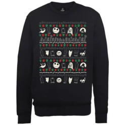 Disney The Nightmare Before Christmas Jack Sally Zero Faces Black Sweatshirt