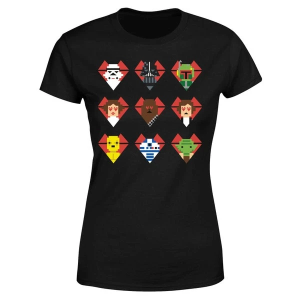 Star Wars Valentine's Pixel Montage Women's T-Shirt - Black 7 Star Wars Valentine's Pixel Montage Women's T-Shirt - Black - Image 5