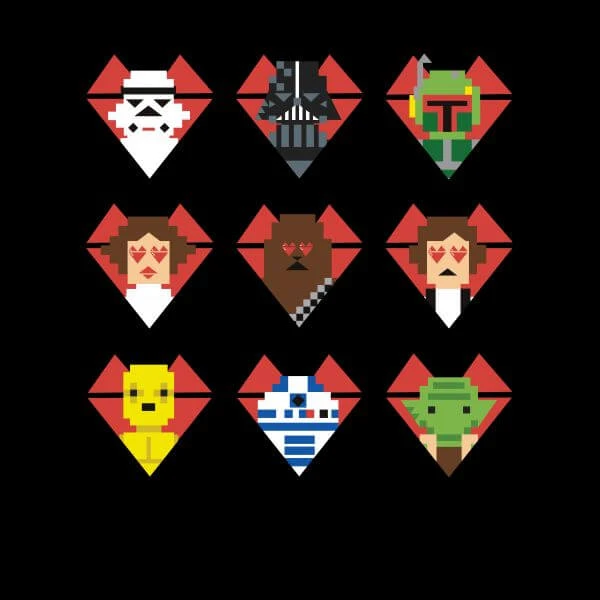 Star Wars Valentine's Pixel Montage Women's T-Shirt - Black 4 Star Wars Valentine's Pixel Montage Women's T-Shirt - Black - Image 2