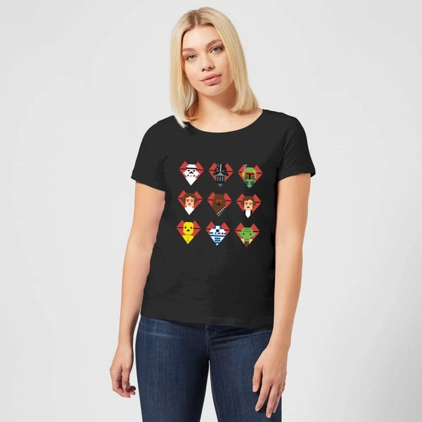Star Wars Valentine's Pixel Montage Women's T-Shirt - Black 5 Star Wars Valentine's Pixel Montage Women's T-Shirt - Black - Image 3