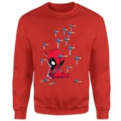 Marvel Deadpool Cartoon Knockout Sweatshirt - Red 9 Marvel Deadpool Cartoon Knockout Sweatshirt - Red -Fashion Clothing Shop 11700435 1854625045321556