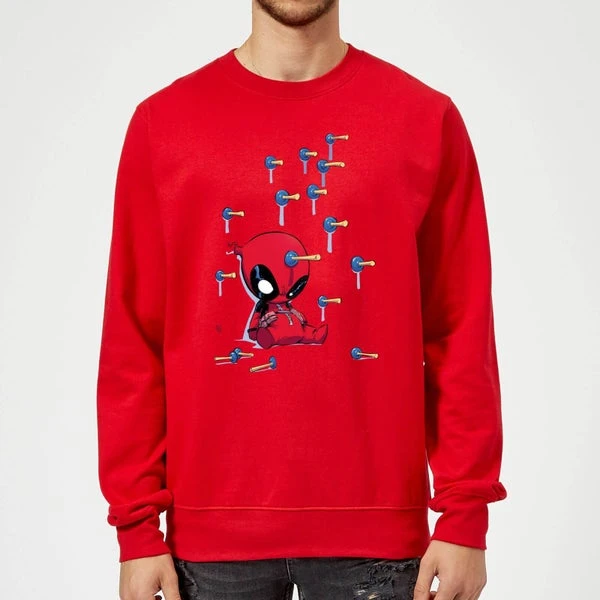 Marvel Deadpool Cartoon Knockout Sweatshirt - Red 3 Marvel Deadpool Cartoon Knockout Sweatshirt - Red