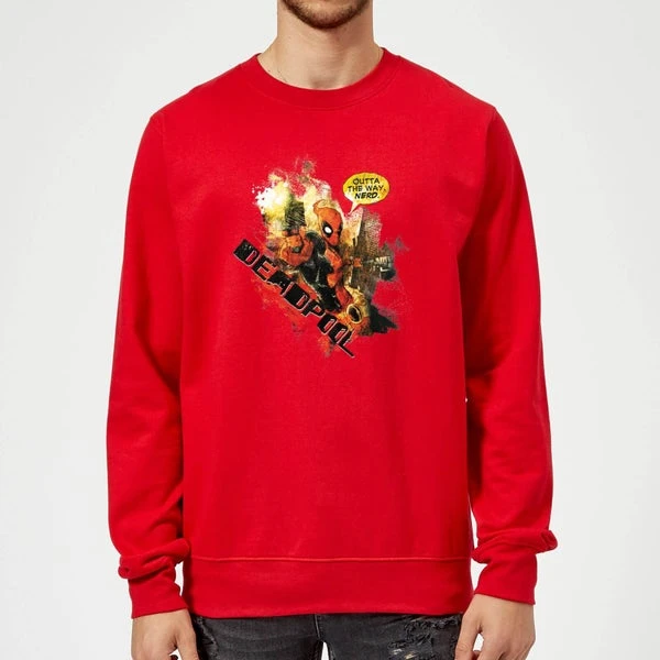 Marvel Deadpool Outta The Way Nerd Sweatshirt - Red 3 Marvel Deadpool Outta The Way Nerd Sweatshirt - Red