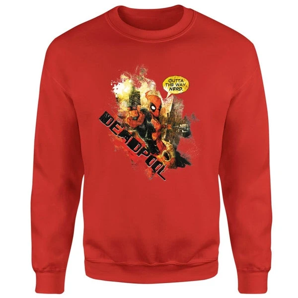 Marvel Deadpool Outta The Way Nerd Sweatshirt - Red 6 Marvel Deadpool Outta The Way Nerd Sweatshirt - Red - Image 4