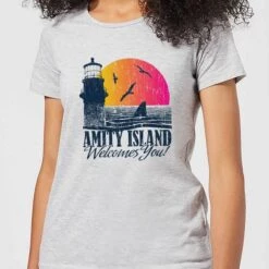 Jaws Welcome To Amity Island Women's T-Shirt - Grey