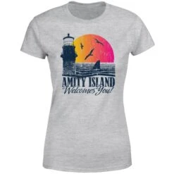 Jaws Welcome To Amity Island Women's T-Shirt - Grey -Fashion Clothing Shop 11716172 1974624240183449