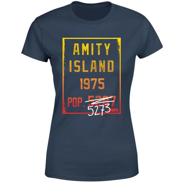 Jaws Amity Population Women's T-Shirt - Navy 7 Jaws Amity Population Women's T-Shirt - Navy - Image 5