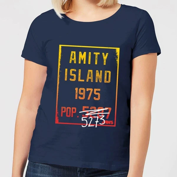 Jaws Amity Population Women's T-Shirt - Navy 3 Jaws Amity Population Women's T-Shirt - Navy