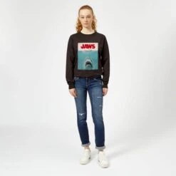 Jaws Classic Poster Women's Sweatshirt - Black -Fashion Clothing Shop 11716280 1014626350879943
