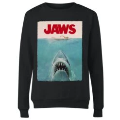 Jaws Classic Poster Women's Sweatshirt - Black -Fashion Clothing Shop 11716280 3904626351292755