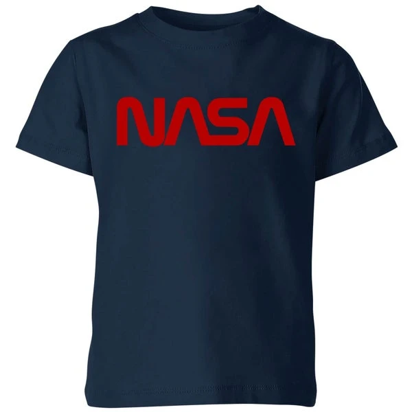 NASA Worm Red Logotype Kids' T-Shirt - Navy 3 NASA Worm Red Logotype Kids' T-Shirt - Navy
