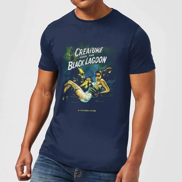 Universal Monsters Creature From The Black Lagoon Vintage Poster Men's T-Shirt - Navy 3 Universal Monsters Creature From The Black Lagoon Vintage Poster Men's T-Shirt - Navy
