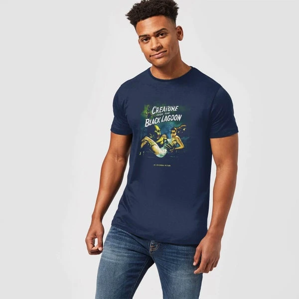 Universal Monsters Creature From The Black Lagoon Vintage Poster Men's T-Shirt - Navy 5 Universal Monsters Creature From The Black Lagoon Vintage Poster Men's T-Shirt - Navy - Image 3