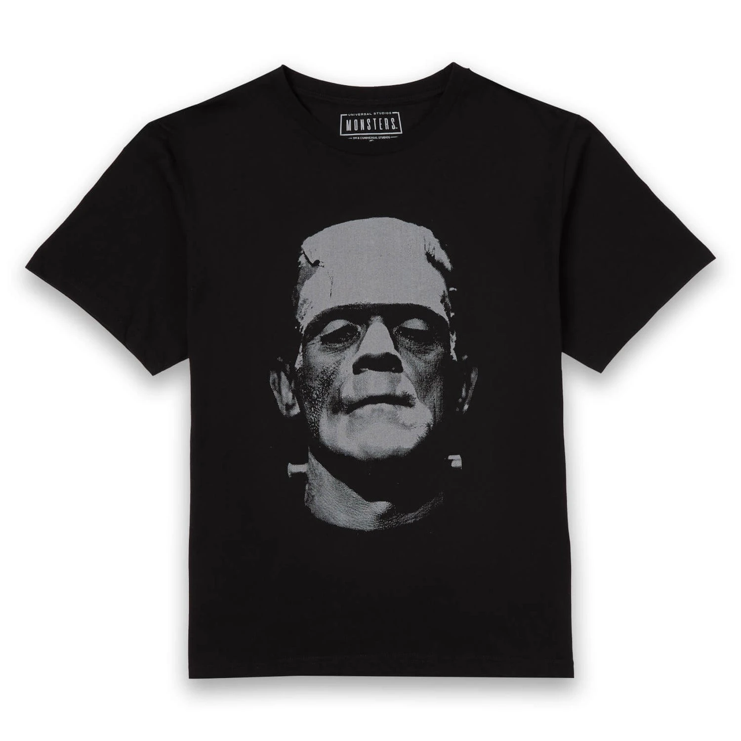 Universal Monsters Frankenstein Black And White Men's T-Shirt - Black 3 Universal Monsters Frankenstein Black And White Men's T-Shirt - Black