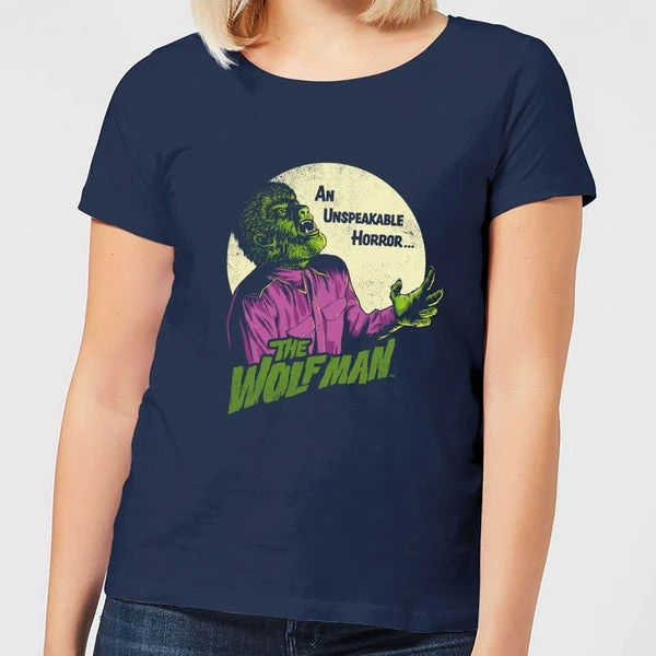 Universal Monsters The Wolfman Retro Women's T-Shirt - Navy 3 Universal Monsters The Wolfman Retro Women's T-Shirt - Navy