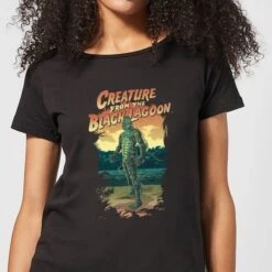 Universal Monsters Creature From The Black Lagoon Illustrated Women's T-Shirt - Black
