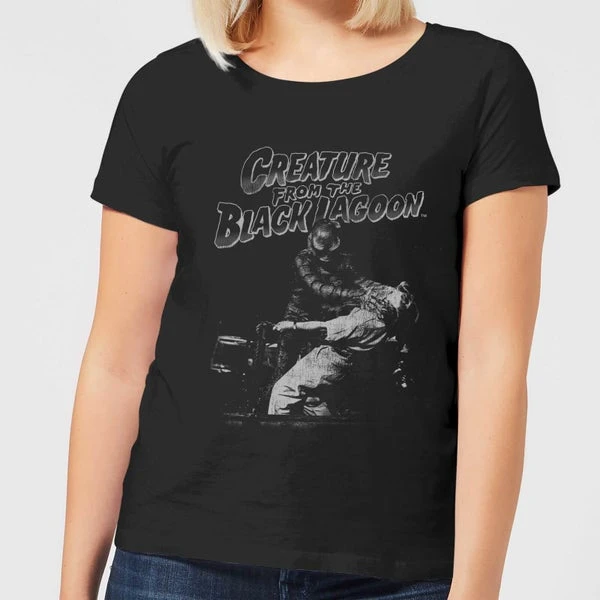 Universal Monsters Creature From The Black Lagoon Black And White Women's T-Shirt - Black 3 Universal Monsters Creature From The Black Lagoon Black And White Women's T-Shirt - Black