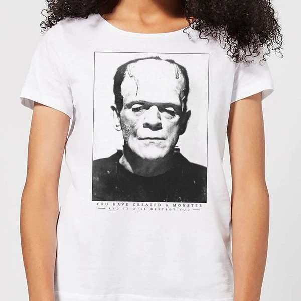 Universal Monsters Frankenstein Portrait Women's T-Shirt - White 3 Universal Monsters Frankenstein Portrait Women's T-Shirt - White