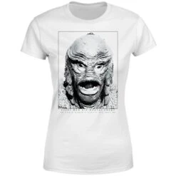 Universal Monsters Creature From The Black Lagoon Portrait Women's T-Shirt - White -Fashion Clothing Shop 11908687 1374624304721000