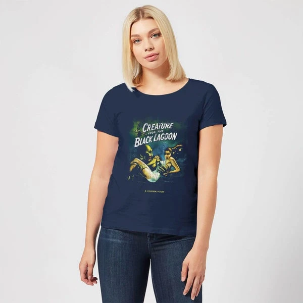 Universal Monsters Creature From The Black Lagoon Vintage Poster Women's T-Shirt - Navy 5 Universal Monsters Creature From The Black Lagoon Vintage Poster Women's T-Shirt - Navy - Image 3
