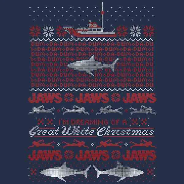 Jaws Great White Christmas Men's T-Shirt - Navy 4 Jaws Great White Christmas Men's T-Shirt - Navy - Image 2