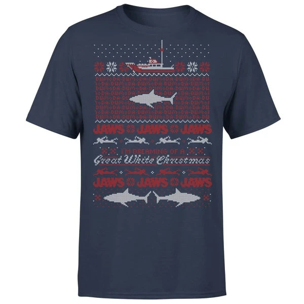 Jaws Great White Christmas Men's T-Shirt - Navy 7 Jaws Great White Christmas Men's T-Shirt - Navy - Image 5