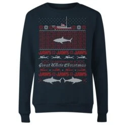 Jaws Great White Christmas Women's Christmas Jumper - Navy