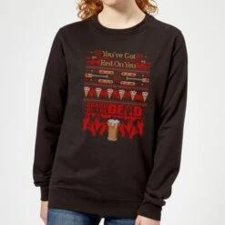 Shaun Of The Dead You've Got Red On You Christmas Women's Christmas Jumper - Black