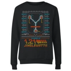 Back To The Future 1.21 Jinglewatts Christmas Women's Christmas Jumper - Black -Fashion Clothing Shop 11919627 1294625264654328