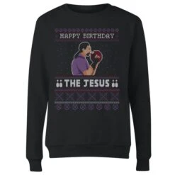 The Big Lebowski Happy Birthday The Jesus Women's Christmas Jumper - Black -Fashion Clothing Shop 11919848 1614625264732361