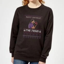 The Big Lebowski Happy Birthday The Jesus Women's Christmas Jumper - Black