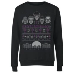 Universal Monsters I Prefer Halloween Women's Christmas Jumper - Black -Fashion Clothing Shop 11919902 2164625264984160