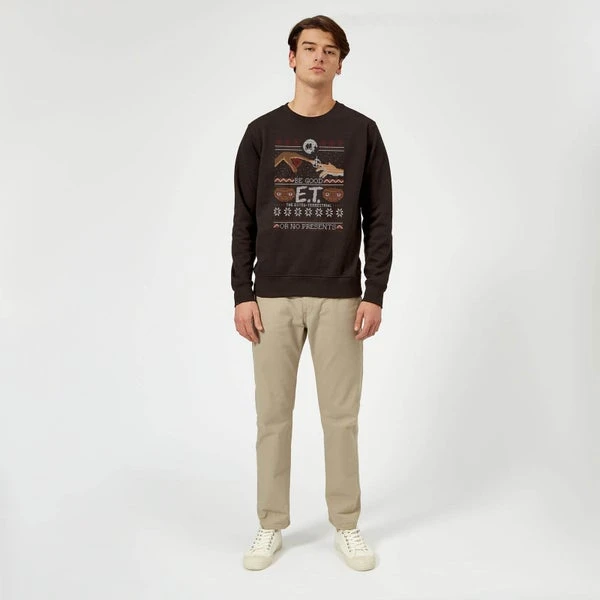 E.T. The Extra-Terrestrial Be Good Or No Presents Christmas Sweatshirt - Black 5 E.T. The Extra-Terrestrial Be Good Or No Presents Christmas Sweatshirt - Black - Image 3
