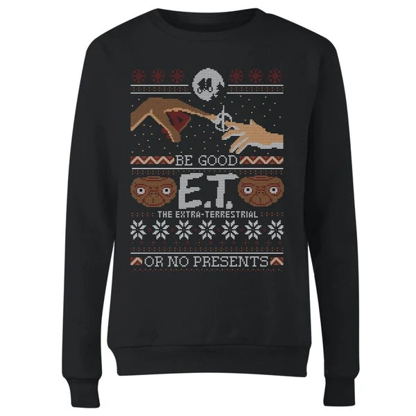 E.T. The Extra-Terrestrial Be Good Or No Presents Women's Christmas Sweatshirt - Black 6 E.T. The Extra-Terrestrial Be Good Or No Presents Women's Christmas Sweatshirt - Black - Image 4