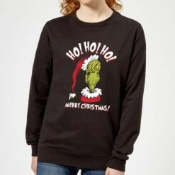 Dr. Seuss The Grinch Ho Ho Ho Women's Christmas Jumper - Black