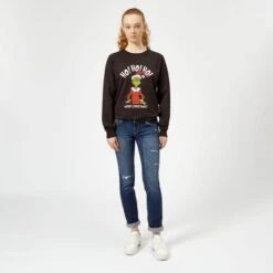 Dr. Seuss The Grinch Ho Ho Ho Smile Women's Christmas Jumper - Black -Fashion Clothing Shop 11920347 1614625265487353