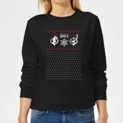 Dr. Seuss The Grinch Pattern Women's Christmas Jumper - Black