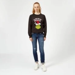 Dr. Seuss The Grinch Im Here For The Presents Women's Christmas Jumper - Black 8 Dr. Seuss The Grinch Im Here For The Presents Women's Christmas Jumper - Black -Fashion Clothing Shop 11920359 1674625259608994