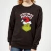 Dr. Seuss The Grinch Im Here For The Presents Women's Christmas Jumper - Black