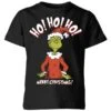 Dr. Seuss The Grinch Ho Ho Ho Smile Kids Christmas T-Shirt - Black