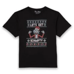 Rick And Morty Lets Get Schwifty Men's Christmas T-Shirt - Black