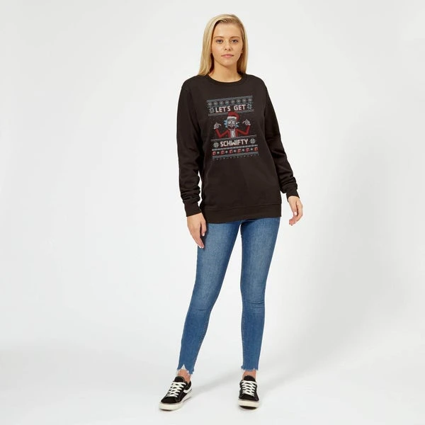 Rick And Morty Lets Get Schwifty Women's Christmas Jumper - Black 5 Rick And Morty Lets Get Schwifty Women's Christmas Jumper - Black - Image 3