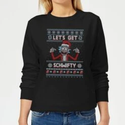 Rick And Morty Lets Get Schwifty Women's Christmas Jumper - Black