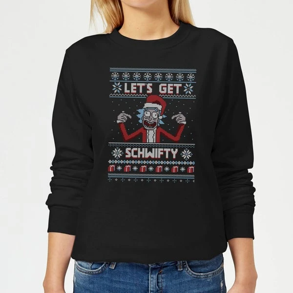Rick And Morty Lets Get Schwifty Women's Christmas Jumper - Black 3 Rick And Morty Lets Get Schwifty Women's Christmas Jumper - Black