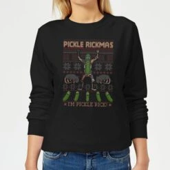 Rick And Morty Pickle Rick Women's Christmas Jumper - Black