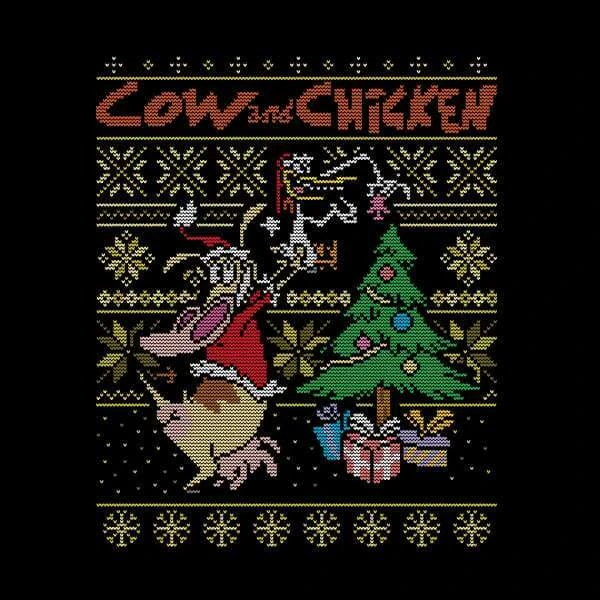Cartoon Network Cow And Chicken Cow And Chicken Pattern Women's Christmas Jumper - Black 4 Cartoon Network Cow And Chicken Cow And Chicken Pattern Women's Christmas Jumper - Black - Image 2
