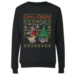 Cartoon Network Cow And Chicken Cow And Chicken Pattern Women's Christmas Jumper - Black 9 Cartoon Network Cow And Chicken Cow And Chicken Pattern Women's Christmas Jumper - Black -Fashion Clothing Shop 11927703 1244625257189683
