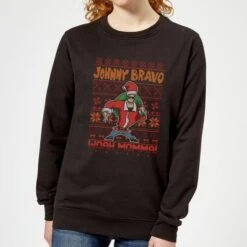 Cartoon Network Johnny Bravo Johnny Bravo Pattern Women's Christmas Jumper - Black