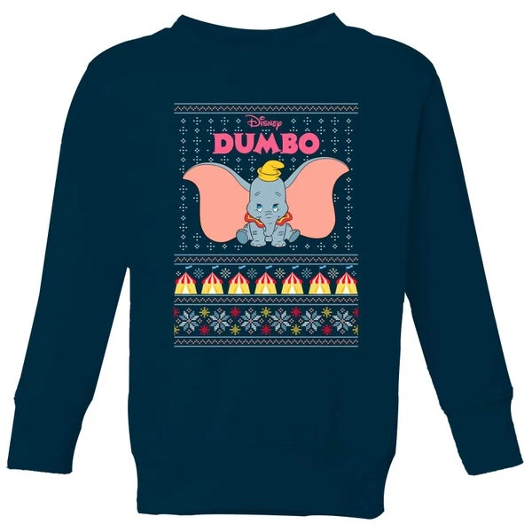 Disney Classic Dumbo Kids Christmas Jumper - Navy 3 Disney Classic Dumbo Kids Christmas Jumper - Navy